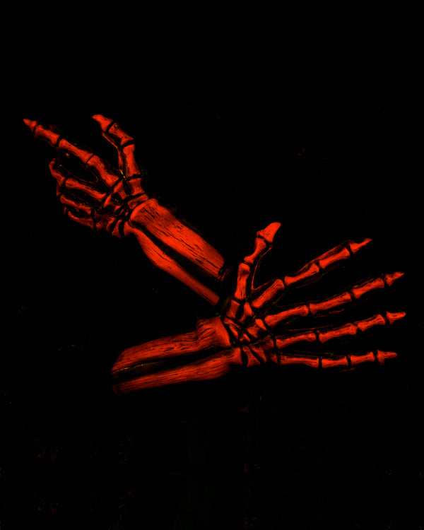 New UV Orange Glow Skeleton Gloves