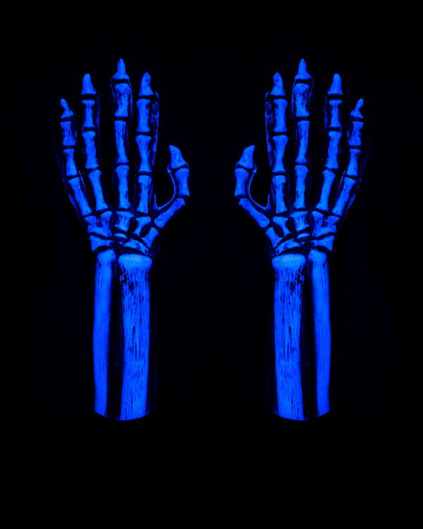 New UV White Glow Skeleton Gloves